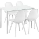Tables de salle à manger design blanches en verre en lot de 4 4 places 