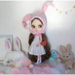 Vêtements de poupée à motif lapins 