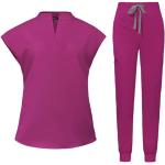 Chemises unies pour fêtes de Noël roses à manches courtes à col en V Taille XL look fashion pour femme 