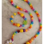 Bracelets marron en plastique à perles en bois fait main look hippie pour enfant 