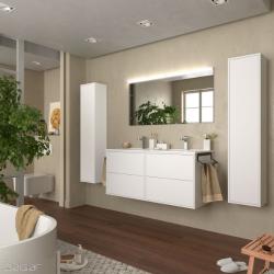 Ensemble meuble salle de bain Blanc Mat 1200 OPTIMUS vasque + miroir +applique - SALGAR 87817