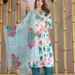 Salwars blancs imprimé Indien Taille 3 XL look casual pour femme 