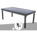 Tables en verre Hesperide Piazza grises en aluminium extensibles modernes 