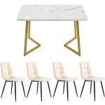 Tables de salle à manger design dorées en velours 