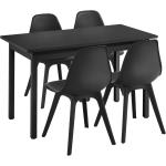 Tables de salle à manger design noires en acier en lot de 4 4 places modernes 