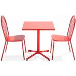 Tables carrées design rouges en acier 