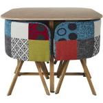 Tables carrées design multicolores patchwork en MDF modernes 