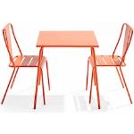 Tables de jardin carrées orange en acier 4 places 