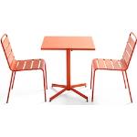 Tables de jardin carrées orange en acier 