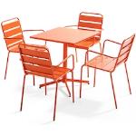 Tables de jardin orange en acier 4 places 