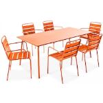 Tables de jardin orange en acier 6 places 