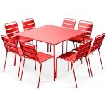 Tables de jardin carrées rouges en métal 8 places 
