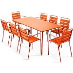 Tables de jardin orange en acier 8 places 