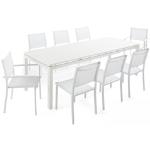 Tables de jardin blanches en aluminium extensibles 8 places 