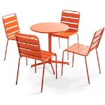 Tables de jardin ronde orange en acier diamètre 70 cm 