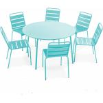 Tables de jardin ronde turquoise en acier 6 places diamètre 55 cm 
