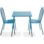 Chaises de jardin design bleus acier en acier empilables 