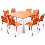 Tables de jardin carrées orange en métal 8 places 
