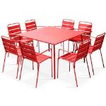 Tables de jardin carrées rouges en métal 8 places 