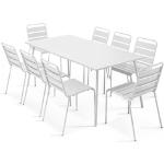 Tables de jardin blanches en acier enfant 8 places 