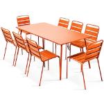 Tables de jardin orange en acier enfant 8 places 
