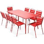 Tables de jardin rouges en acier enfant 8 places 