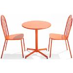 Chaises de jardin design orange en acier empilables diamètre 70 cm 