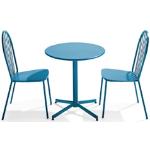 Chaises de jardin design bleus acier en acier empilables diamètre 70 cm 