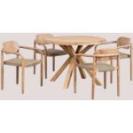 Tables rondes Sklum marron en bois avec accoudoirs diamètre 100 cm modernes en promo 