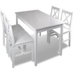 Ensemble table salle à manger - Helloshop26 - 108 cm - Bois massif - 4 places - Blanc laqué