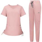 Blouses de travail roses à manches longues à col en V Taille XXL look fashion pour femme 