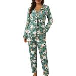 Pyjamas combinaisons d'automne roses à pois en satin Taille XL plus size look sexy pour femme 
