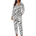 Pyjamas combinaisons d'automne blancs à effet léopard en flanelle Taille XXL plus size look sexy pour femme 