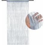 Rideaux de porte argentés en polyester à perles occultants 90x200 
