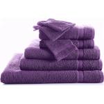 Serviettes de bain Colombine violettes en coton en lot de 2 90x150 en promo 