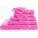 Serviettes de bain Colombine roses en coton en lot de 2 90x150 en promo 