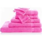 Serviettes de bain Colombine roses en coton en lot de 2 70x130 en promo 