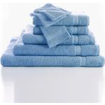 Serviettes de bain Colombine bleues en coton en lot de 2 90x150 en promo 