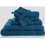 Serviettes de bain Colombine bleues en coton en lot de 2 90x180 en promo 