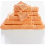 Serviettes de bain Colombine orange en coton en lot de 2 90x180 en promo 