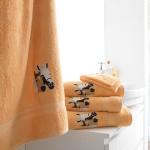 Serviettes de bain Colombine orange en coton 50x100 en promo 