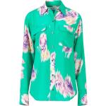 Chemises Equipment vert émeraude à fleurs à motif fleurs en soie à manches longues classiques pour femme 