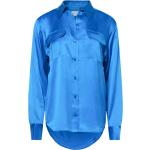 Chemises Equipment bleu roi en soie à manches longues classiques pour femme 