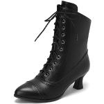 Bottines noires en cuir synthétique en cuir anti choc à kitten heel Pointure 39 avec un talon entre 7 et 9cm look fashion pour femme 