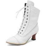 Bottines blanches en cuir synthétique en cuir anti choc à kitten heel Pointure 37 avec un talon entre 7 et 9cm look fashion pour femme 