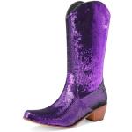 Bottines western & bottines cowboy de mariage violettes à sequins à talons chunky Pointure 40 look fashion pour femme 