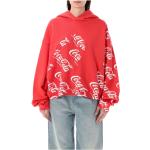 Sweats rouges Coca Cola à capuche à manches longues Taille L look casual pour femme 