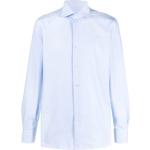 Chemises de créateur Ermenegildo Zegna bleus clairs en popeline à manches longues à manches longues Taille M 