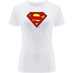 T-shirts blancs en coton à manches courtes Superman à manches courtes Taille XS look fashion pour femme 