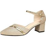 Sandales à talons dorées en toile à bouts ronds à lacets Pointure 39 look fashion pour femme 